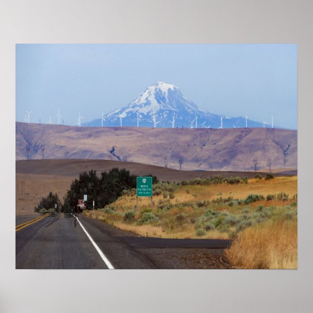 Póster Monte Adams e turbinas eólicas, Oregon (Frente)