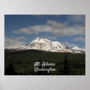 Poster Monte Adams Washington com Floresta e Foto do Céu