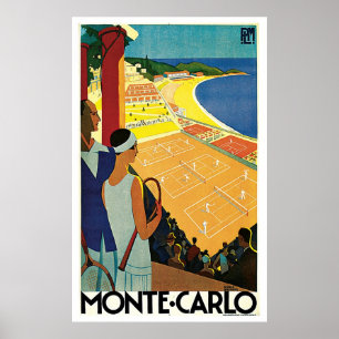 Póster Monte Carlo Mônaco Vintage