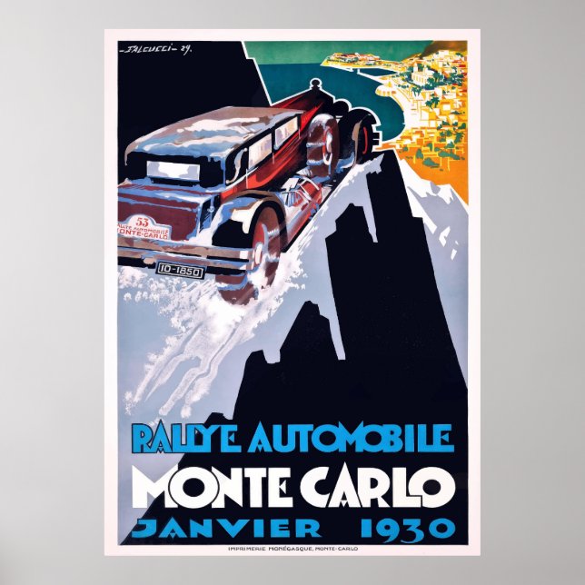 Poster Monte Carlo Rallye Automóvel 1930 (Frente)