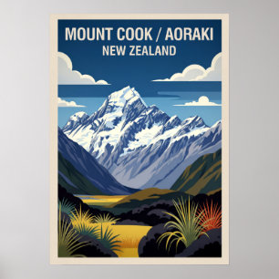 Poster Monte Cook (Aoraki) Nova Zelândia V02