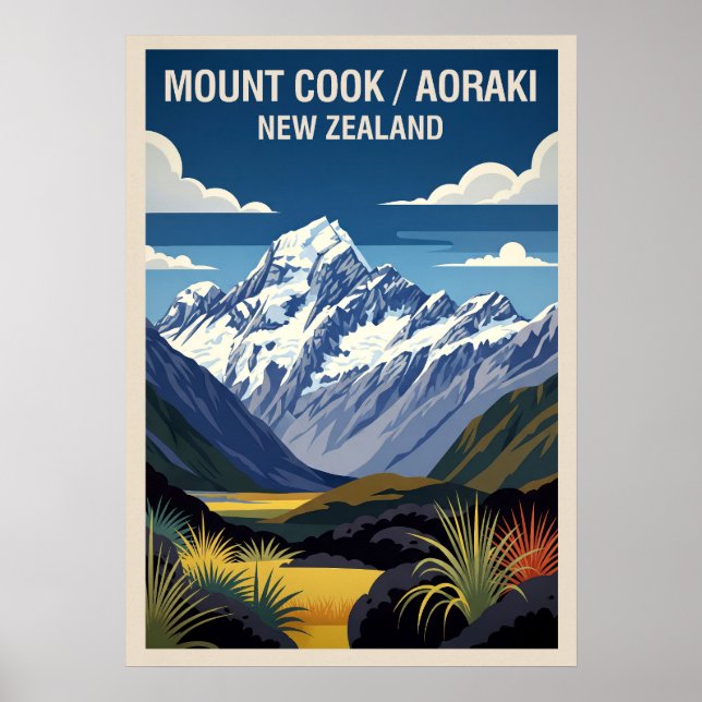 Poster Monte Cook (Aoraki) Nova Zelândia V02 (Frente)