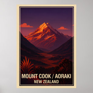 Poster Monte Cook (Aoraki) Nova Zelândia V04