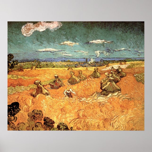 Póster Monte de Trigo com Ceifador por Vincent van Gogh (Frente)