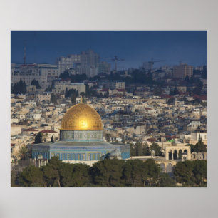 Póster Monte do Templo e Domo do Rochedo, amanhecer