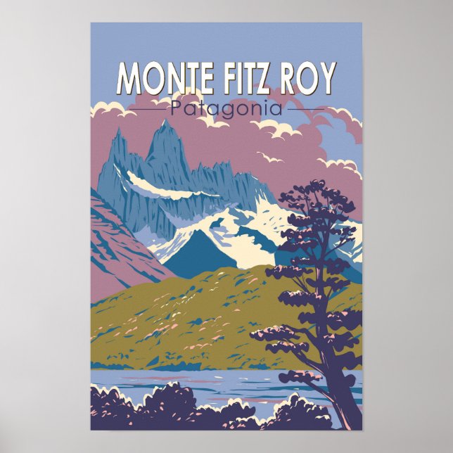 Poster Monte Fitz Roy Patagonia Viagem Art Vintage (Frente)