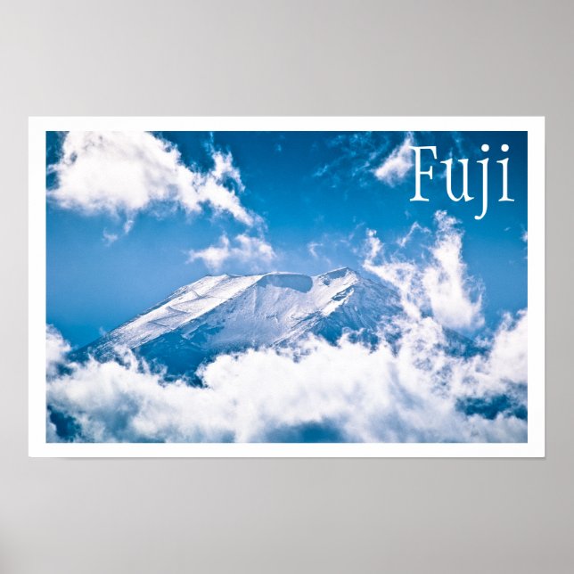 Poster Monte Fuji, Céu Azul, Nuvens, Japão (Frente)