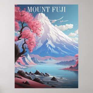 Poster Monte Fuji Cherry Blossoms Retro Viagem