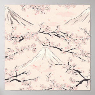 Poster Monte Fuji com Flores de Cerejeira – Japonês (1)