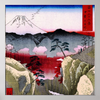 Póster Monte Fuji e Pássaros no Japão por volta de 1800