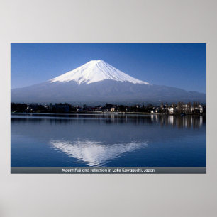 Póster Monte Fuji e reflexão no lago Kawaguchi, Japão