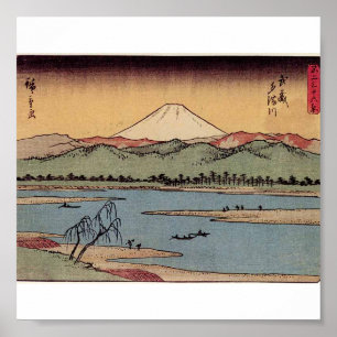 Póster Monte Fuji em Japão cerca dos 1800s