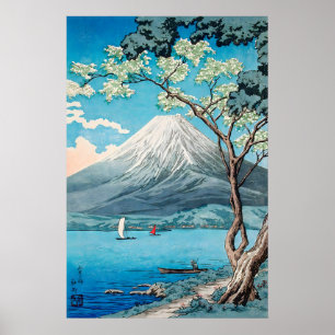 Poster Monte Fuji Estampa Japonesa em Xilogravura Sereno 