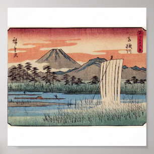 Póster Monte Fuji impressionante em Japão cerca dos 1800