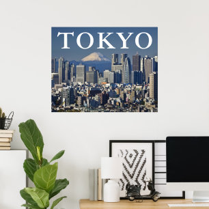 Poster Monte Fuji   Paisagem do Distrito de Shinjuku Tóqu