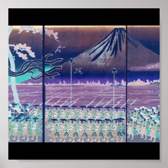 Póster Monte Fuji por volta de 1860 (com cores modificada (Frente)