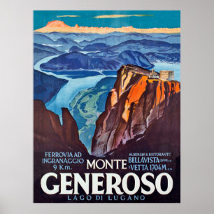 Poster Monte Generoso, lago de Lugano, vista da montanha