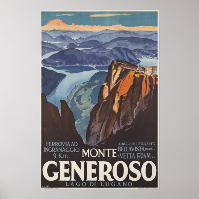 Póster Monte Generoso,Suiça,Poster de viagens (Frente)