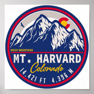 Poster Monte Harvard Colorado 14ers Fourteener caminhando