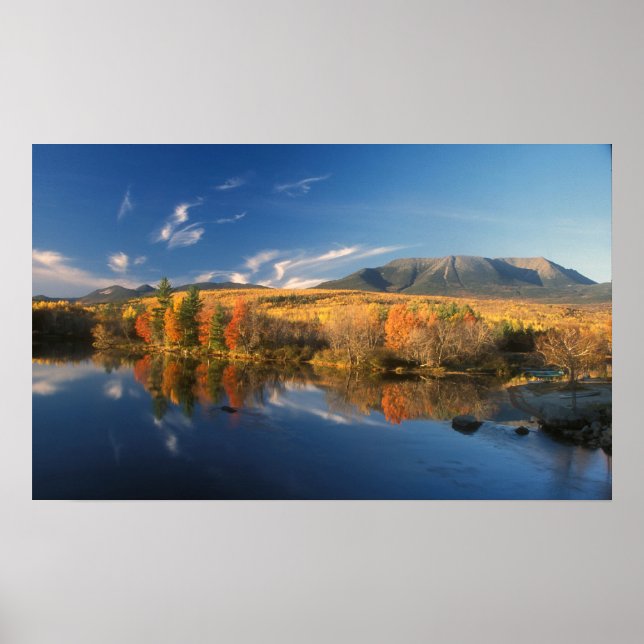 Póster Monte Katahdin e Longfellow Mountain Autumn (Frente)