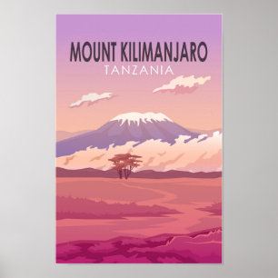 Poster Monte Kilimanjaro Tanzânia Africa Vintage