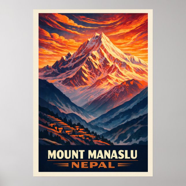 Poster Monte Manaslu Nepal V03 (Frente)