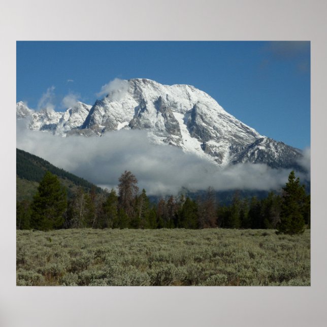 Póster Monte Moran e Nuvens no Grand Teton (Frente)