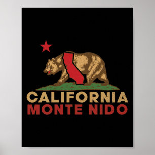 Poster Monte Nido Califórnia Vintage Urso Retro Estado