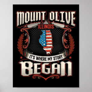 Poster Monte Olive Illinois Usa Bandeira 4 De Julho