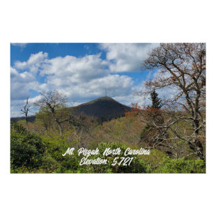 Póster Monte Pisgah North Carolina Elevation Blue Ridge