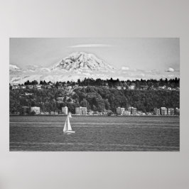 Poster Monte Rainier do Puget Sound, Seattle Washington