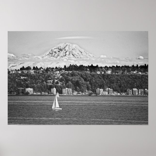 Poster Monte Rainier do Puget Sound, Seattle Washington (Frente)