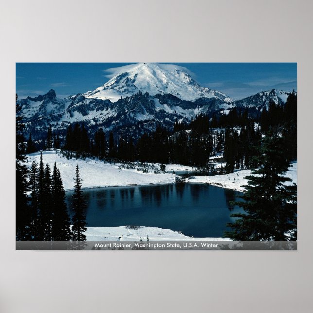 Poster Monte Rainier, estado de Washington, EUA, inverno (Frente)