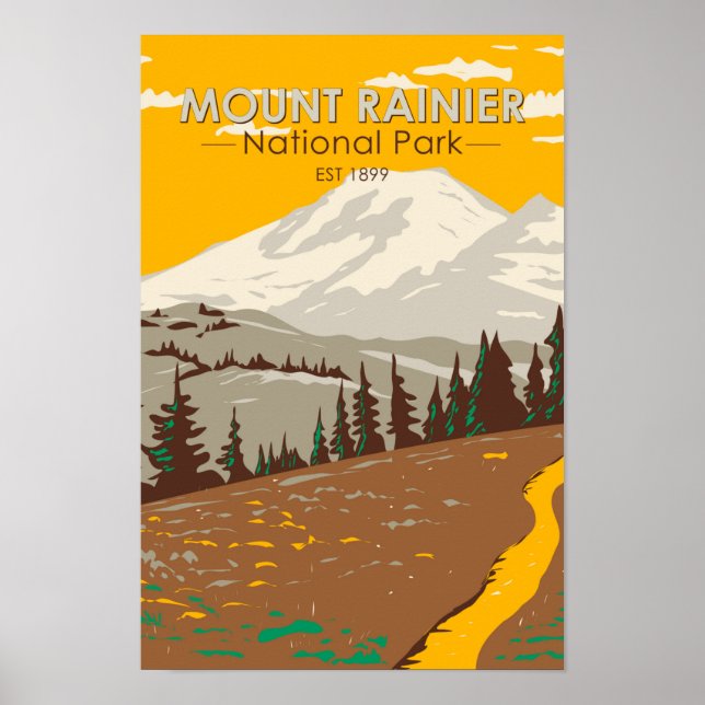 Poster Monte Rainier National Park Cowlitz Divide (Frente)