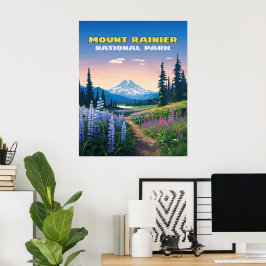 Poster Monte Rainier National Park Washington Retro