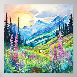 Poster Monte Rainier National Park Watercolor