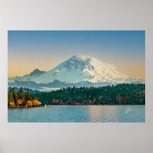 Monte Rainier sobre o lago Washington Sunset Fine