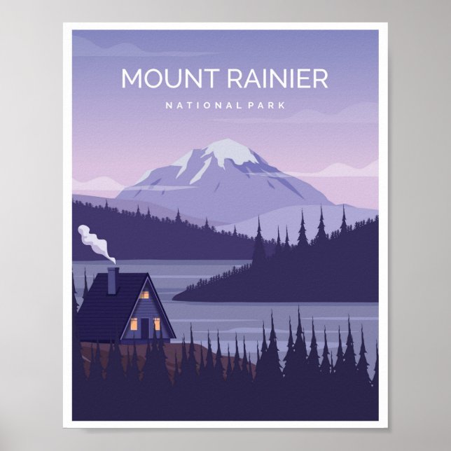 Poster Monte Rainier Washington (Frente)