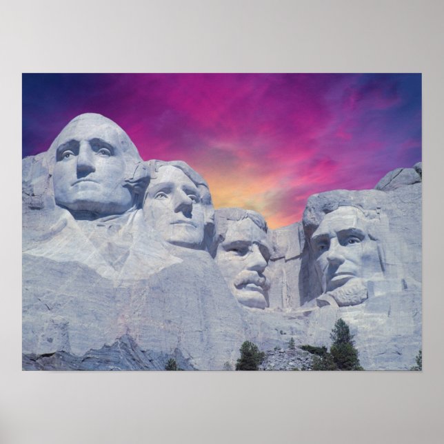 Póster Monte Rushmore, Dakota do Sul, Presidentes dos EUA (Frente)