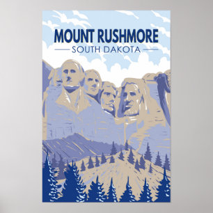 Poster Monte Rushmore South Dakota Viagem Art Vintage