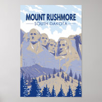 Monte Rushmore South Dakota Viagem Art Vintage