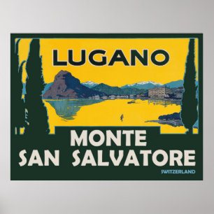Poster Monte San Salvatore, vista do lago de lugano