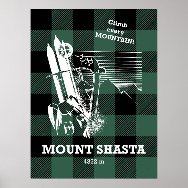 Poster Monte Shasta Cascade Range California Subindo (Frente)