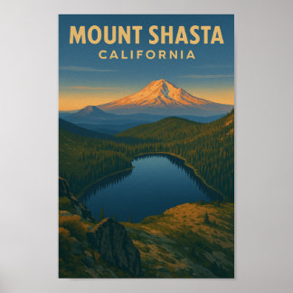 Poster Monte Shasta Viagens vintage - Norte Cali