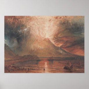 Poster Monte Vesúvio em Erupção Nápoles Itália J. Turner