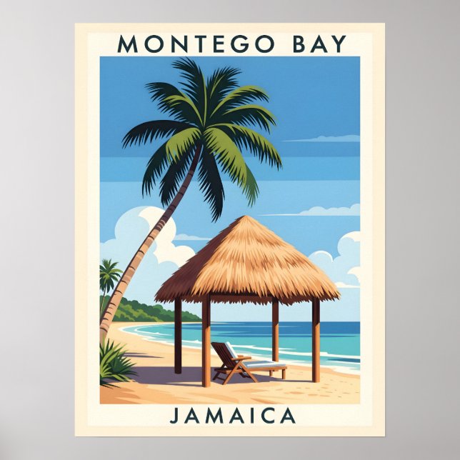 Poster Montego Bay Jamaica Viagem Art - TROPICAL ISLAND (Frente)