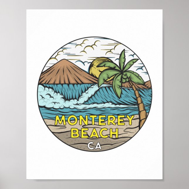 Poster Monterey Beach California Vintage (Frente)