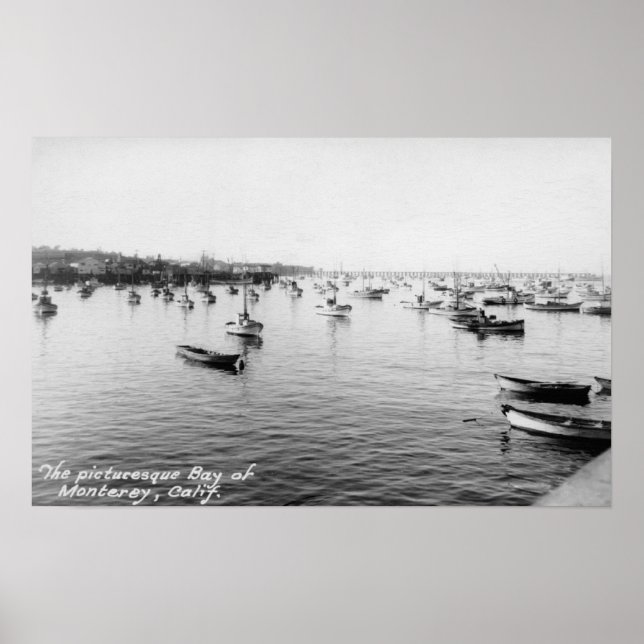 Póster Monterey, CA - Baía com Centenas de Barcos de Made (Frente)