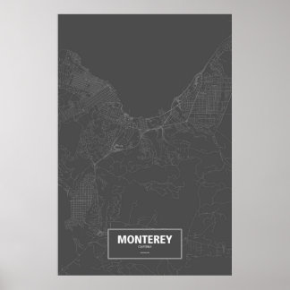 Póster Monterey, Califórnia (branco a preto)