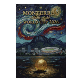 Póster Monterrey 2026 Futebol Arte de Futebol de Luxo par